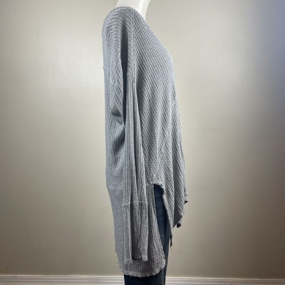 Free People Womens Ventura Oversized Top Tunic Small Gray Waffle Knit Distressed - Picture 4 of 10